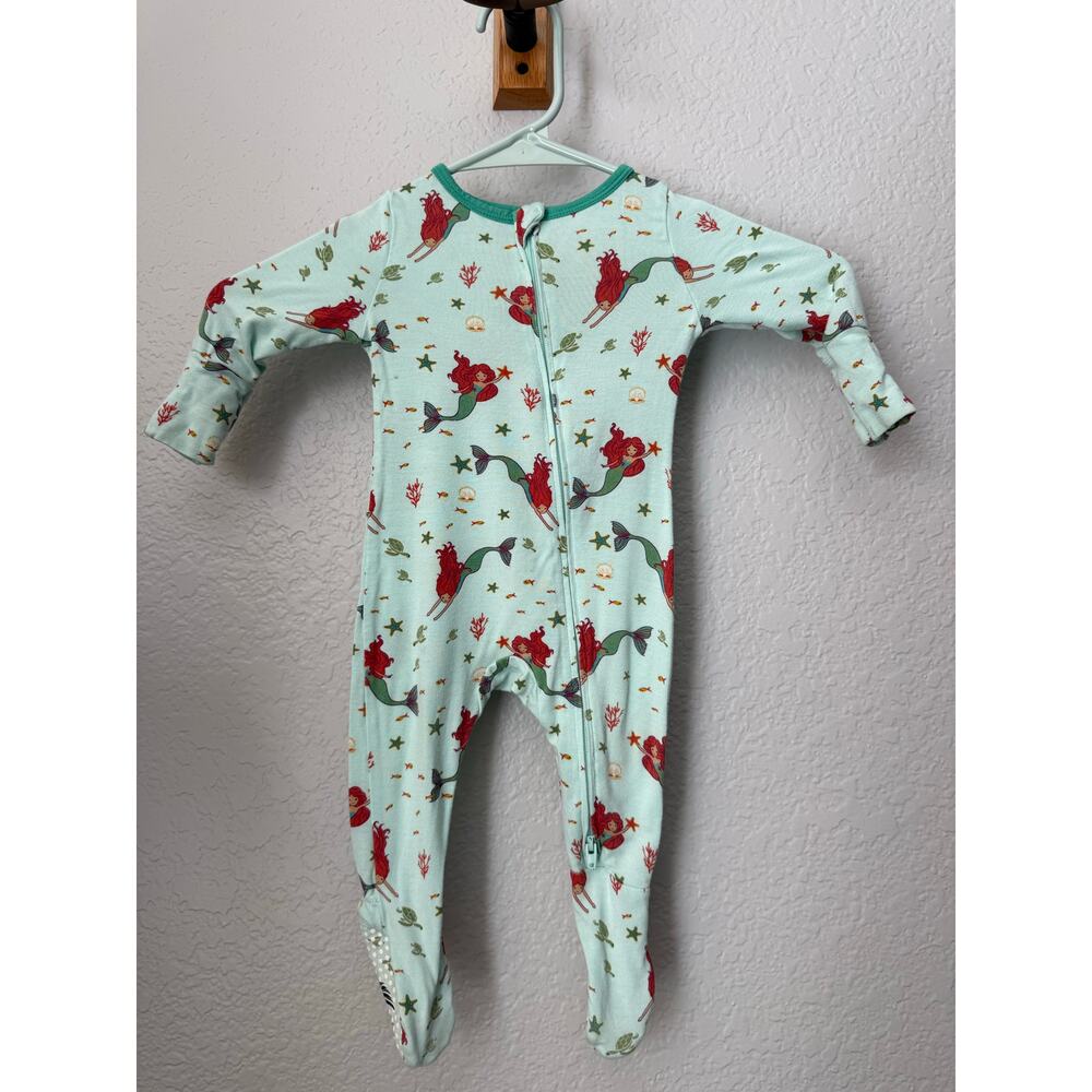 Free Birdees Bamboo Mermaid Sleeper 3-6M Blue Green Zippy Footie